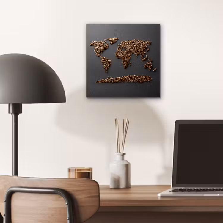 Aluminium schilderij - Wereldkaart - Koffie - Grijs — 6