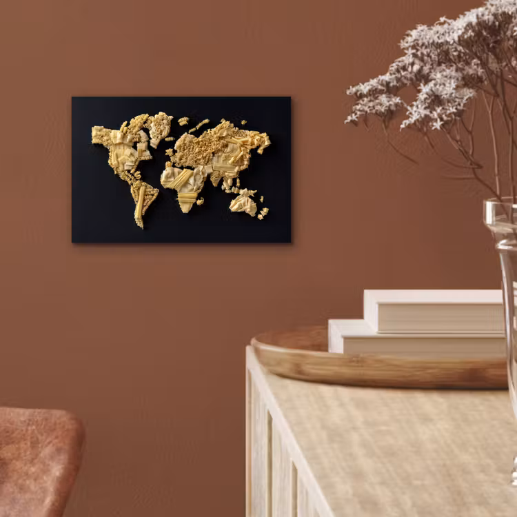 Aluminium schilderij - Wereldkaart - Pasta - Zwart — 5