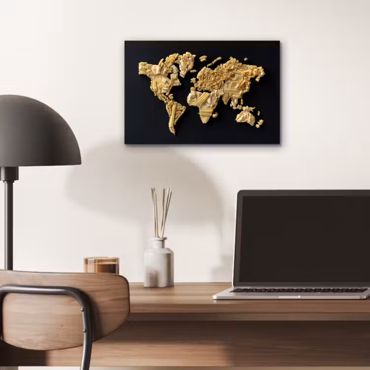 Aluminium schilderij - Wereldkaart - Pasta - Zwart — 6