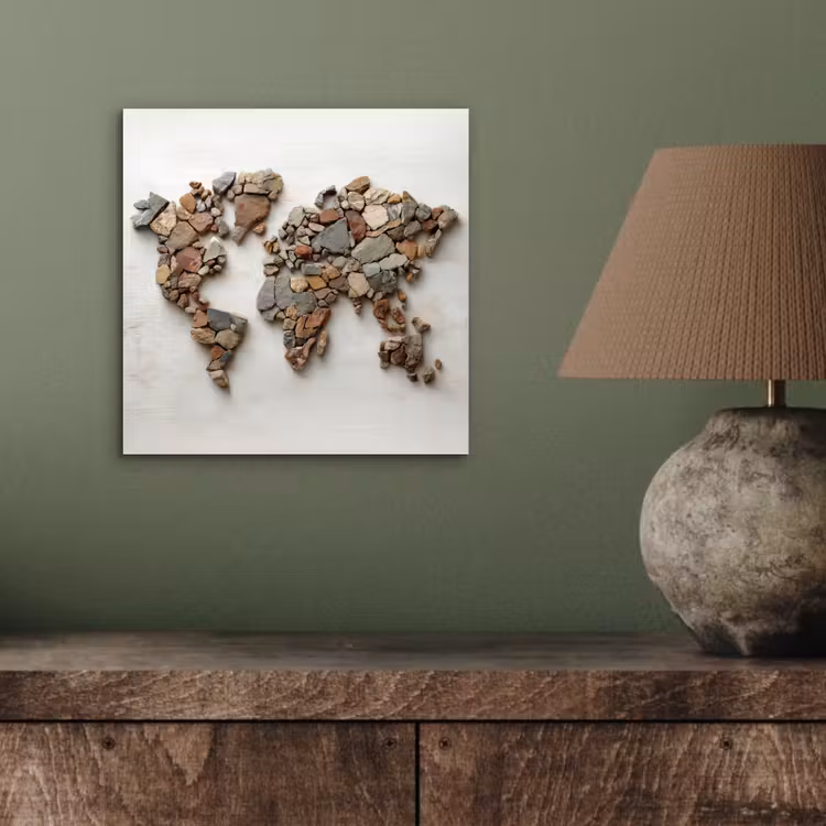Aluminium schilderij - Wereldkaart - Stenen - Wit — 3
