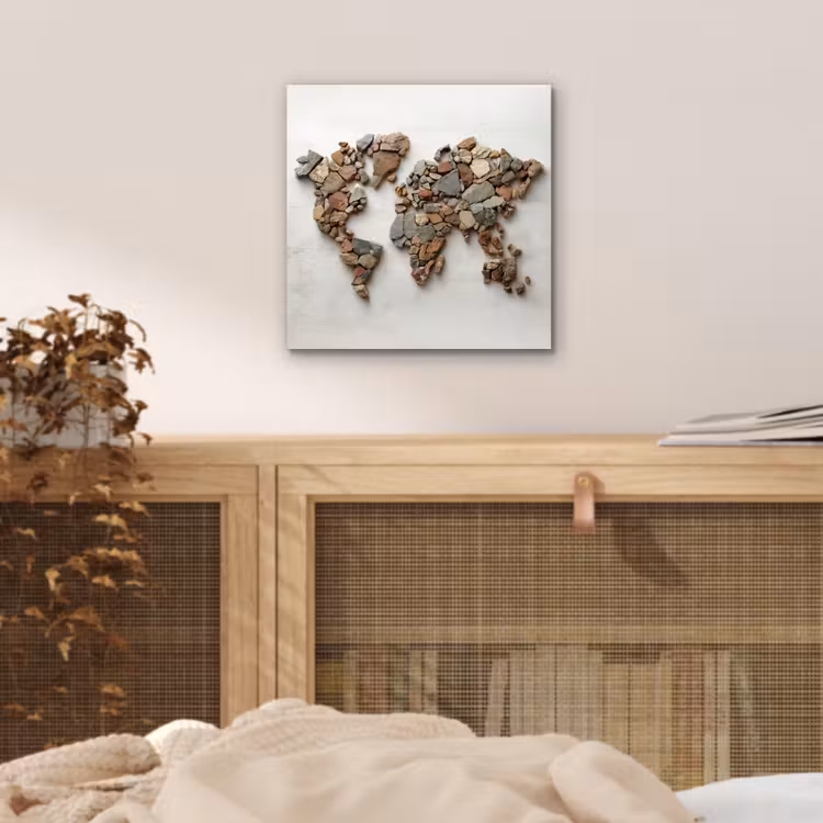 Aluminium schilderij - Wereldkaart - Stenen - Wit — 4