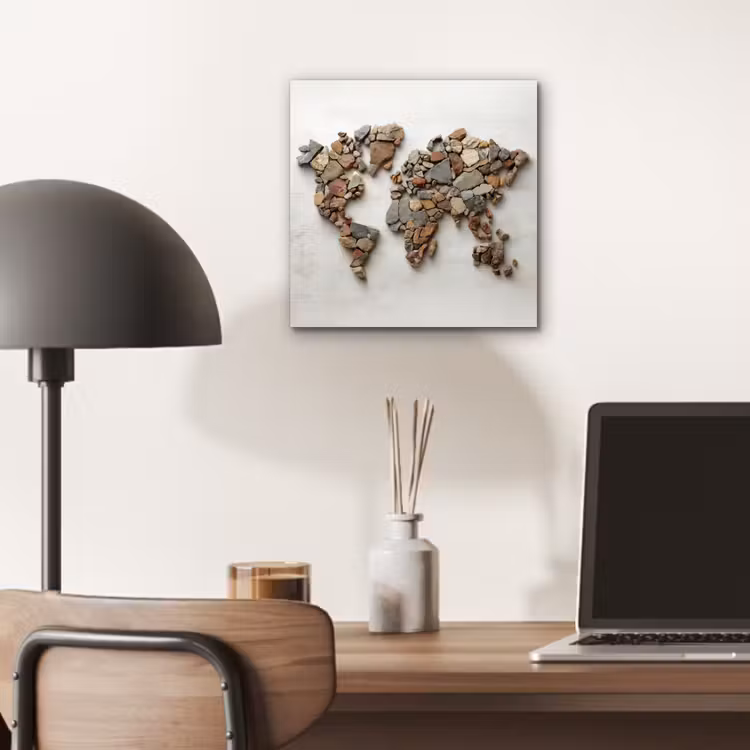 Aluminium schilderij - Wereldkaart - Stenen - Wit — 6