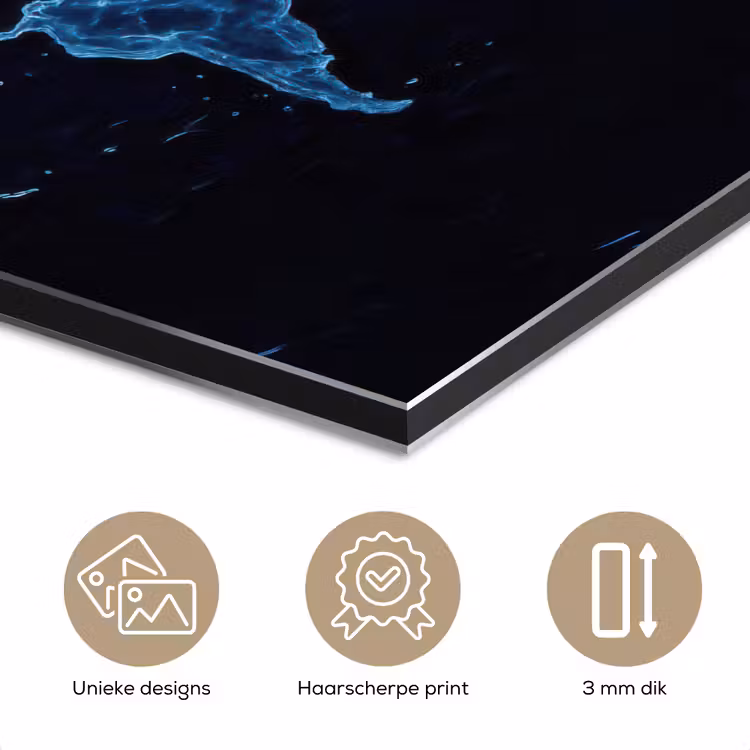 Aluminium schilderij - Wereldkaart - Waterstructuur - Blauw — 7