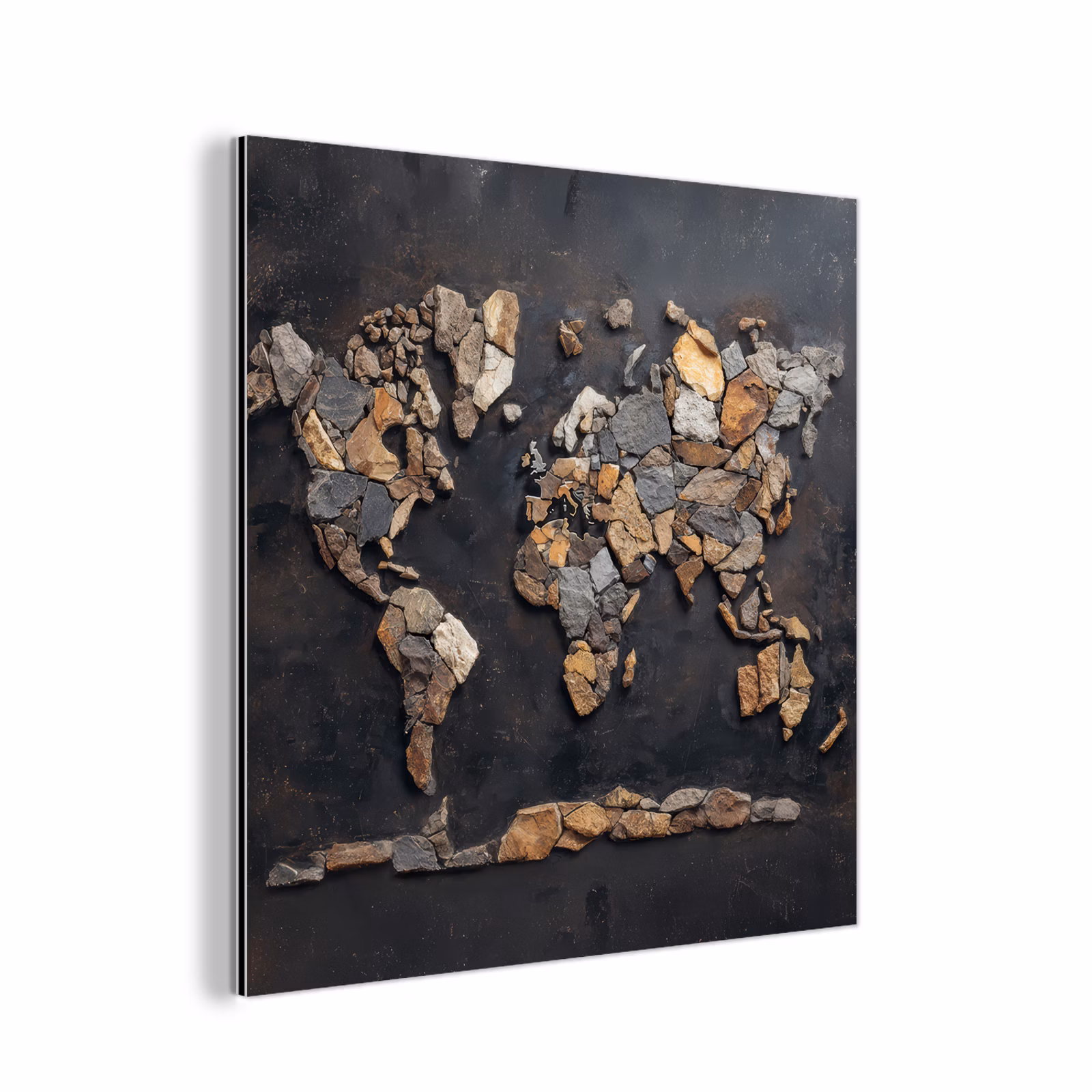 Aluminium schilderij - Wereldkaart - Stenen - Realistisch — 1