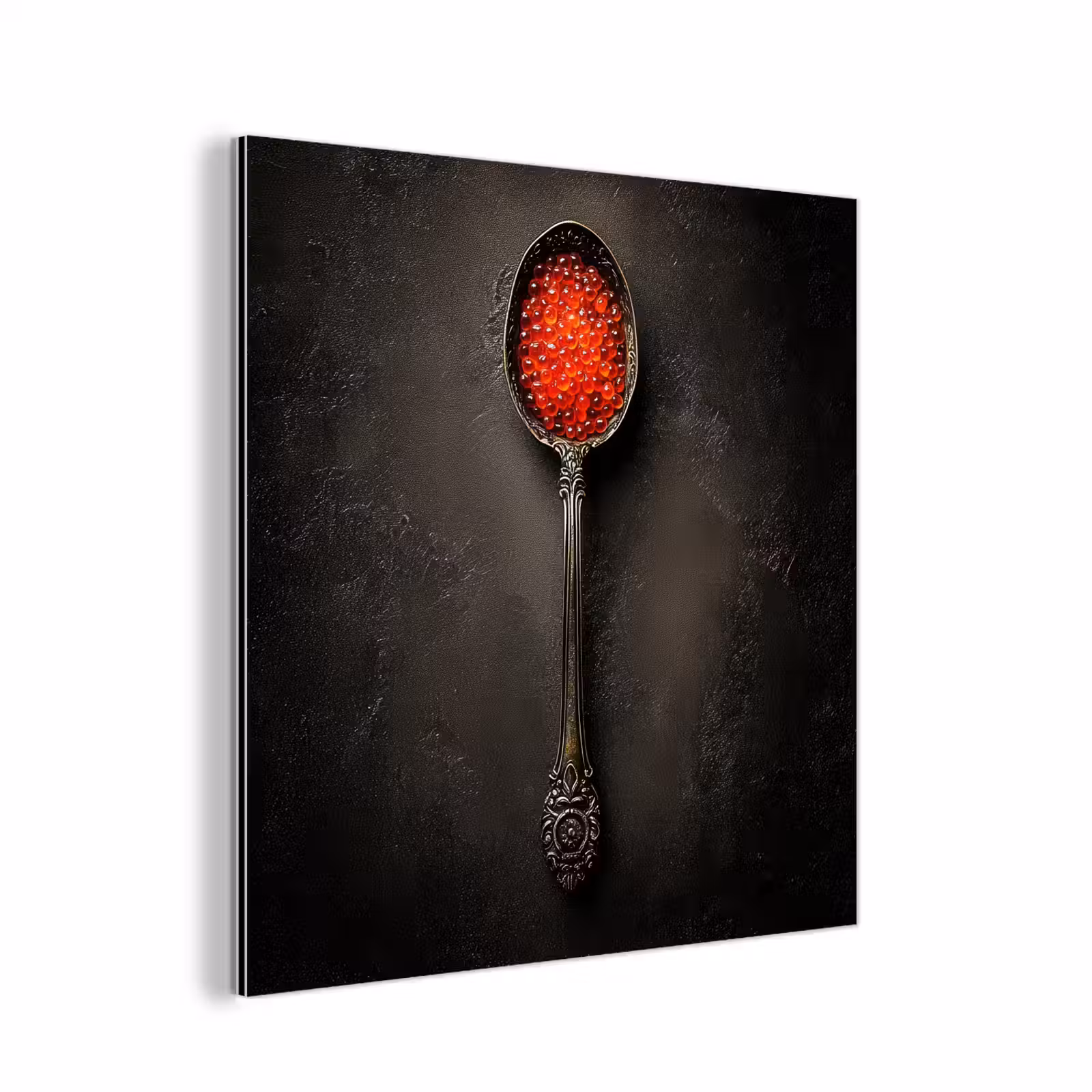 Aluminium schilderij - Zwart - Lepel - Caviar — 1