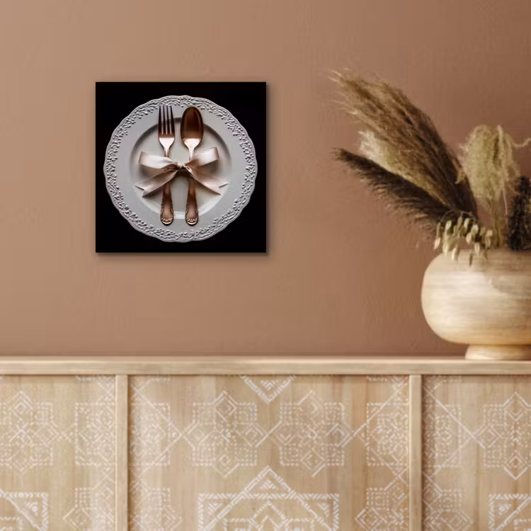 Aluminium schilderij - Rose - Strik - Bestek — 5