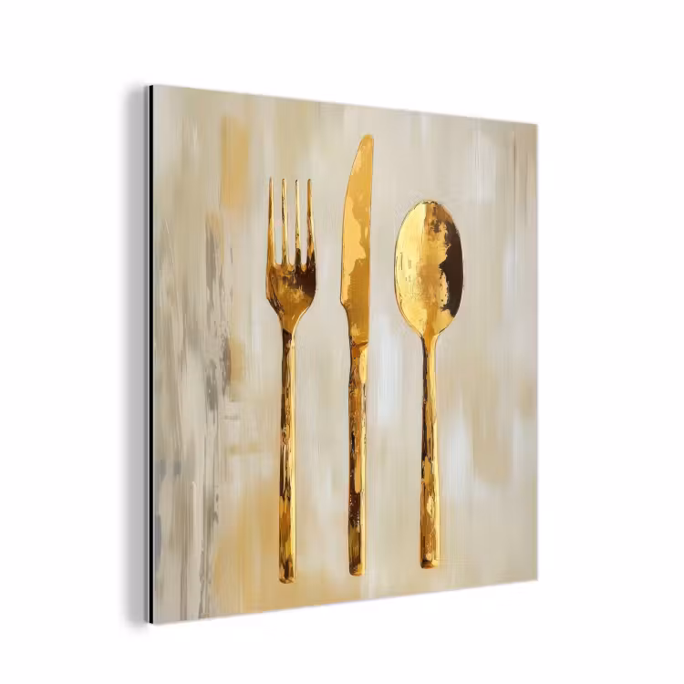 Aluminium schilderij - Verf - Goud - Bestek — 1