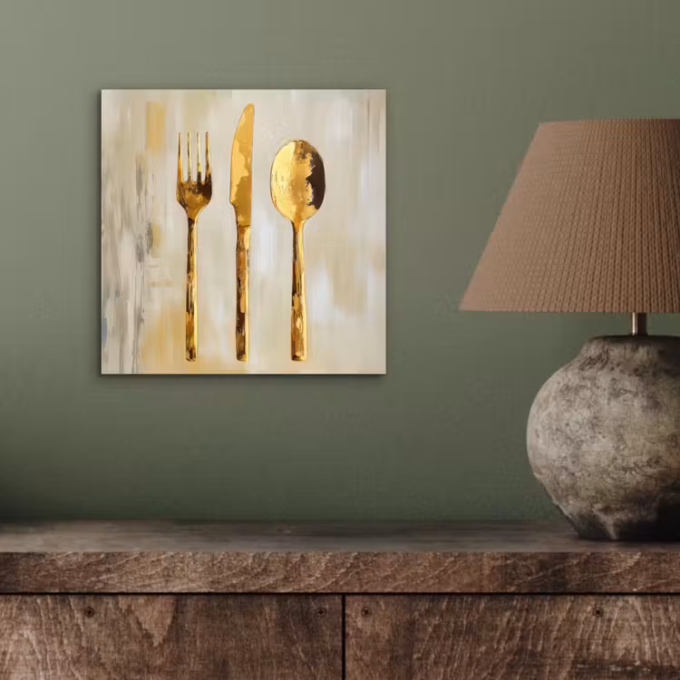 Aluminium schilderij - Verf - Goud - Bestek — 3