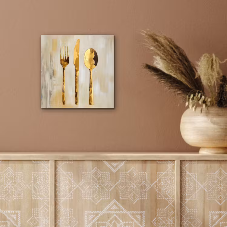 Aluminium schilderij - Verf - Goud - Bestek — 5