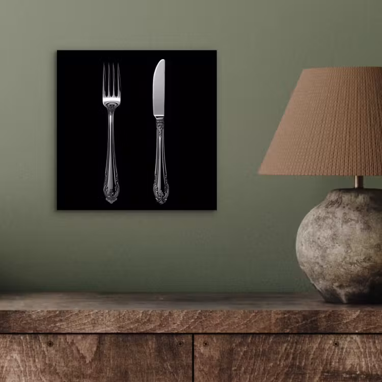 Aluminium schilderij - Vork - Mes - Zilver — 3