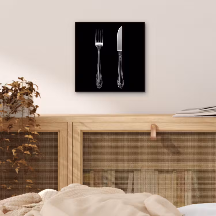 Aluminium schilderij - Vork - Mes - Zilver — 4