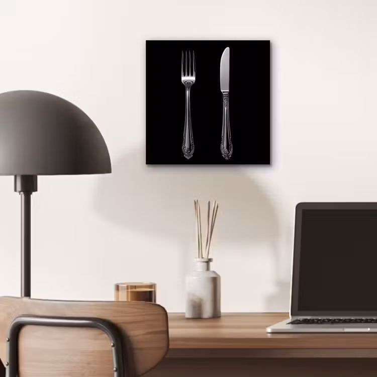 Aluminium schilderij - Vork - Mes - Zilver — 6