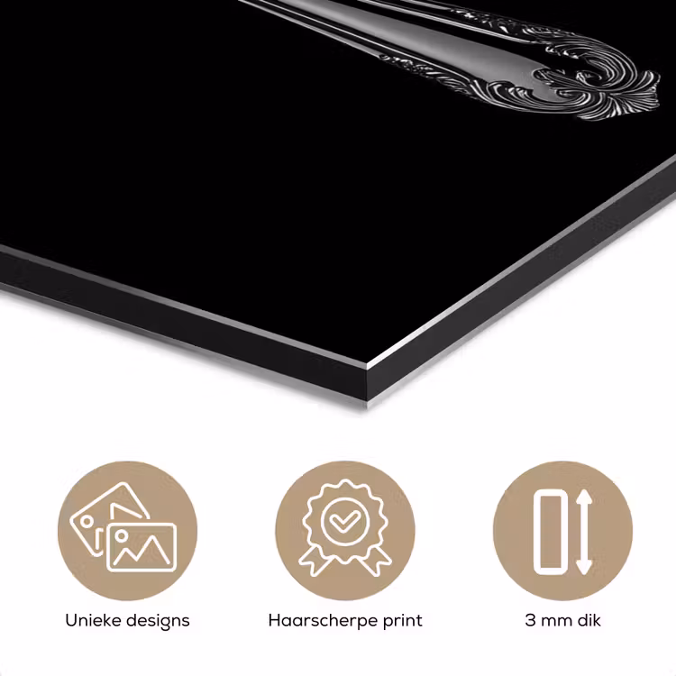 Aluminium schilderij - Vork - Mes - Zilver — 7
