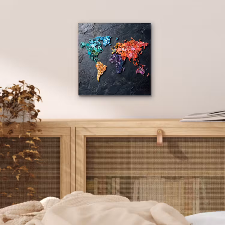 Aluminium schilderij - Wereldkaart - Edelstenen - Regenboog - Ruw — 4