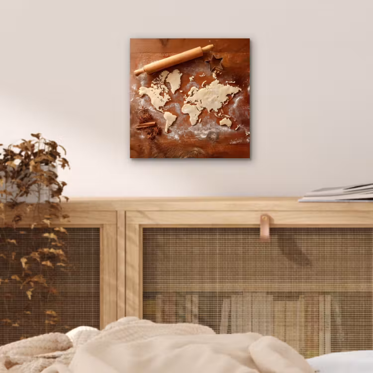 Aluminium schilderij - Wereldkaart - Koekjesdeeg - Warme baksfeer — 4
