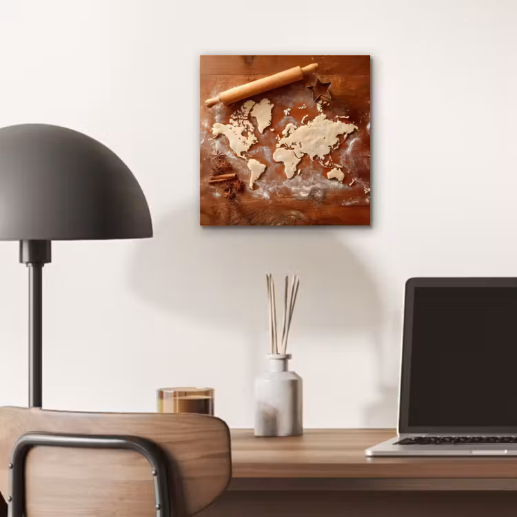 Aluminium schilderij - Wereldkaart - Koekjesdeeg - Warme baksfeer — 6