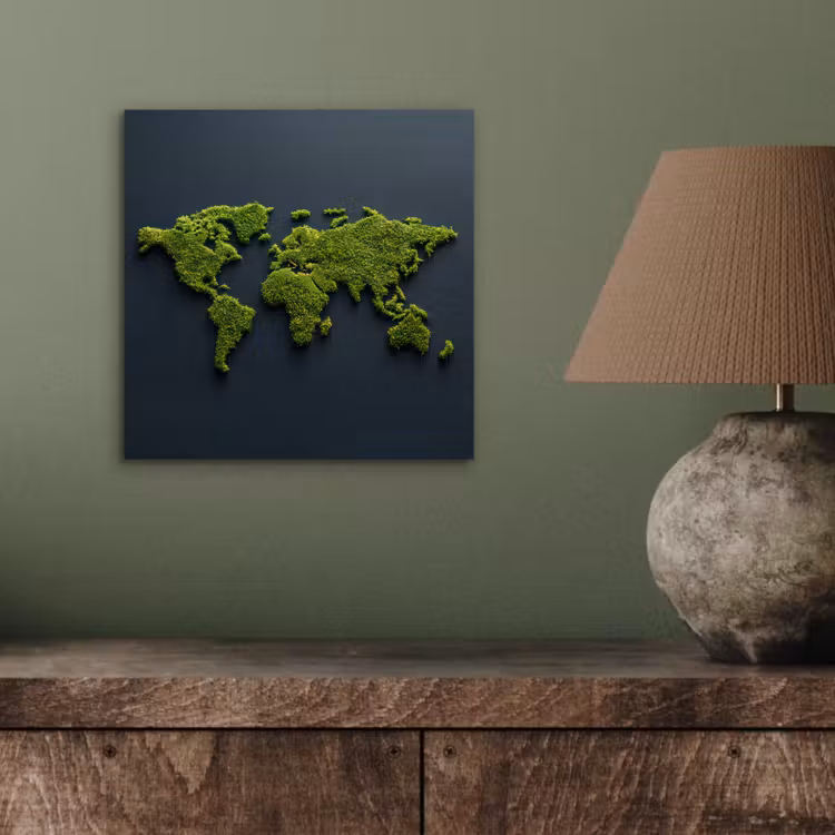 Aluminium schilderij - Wereldkaart - Mos -Levendig effect — 3