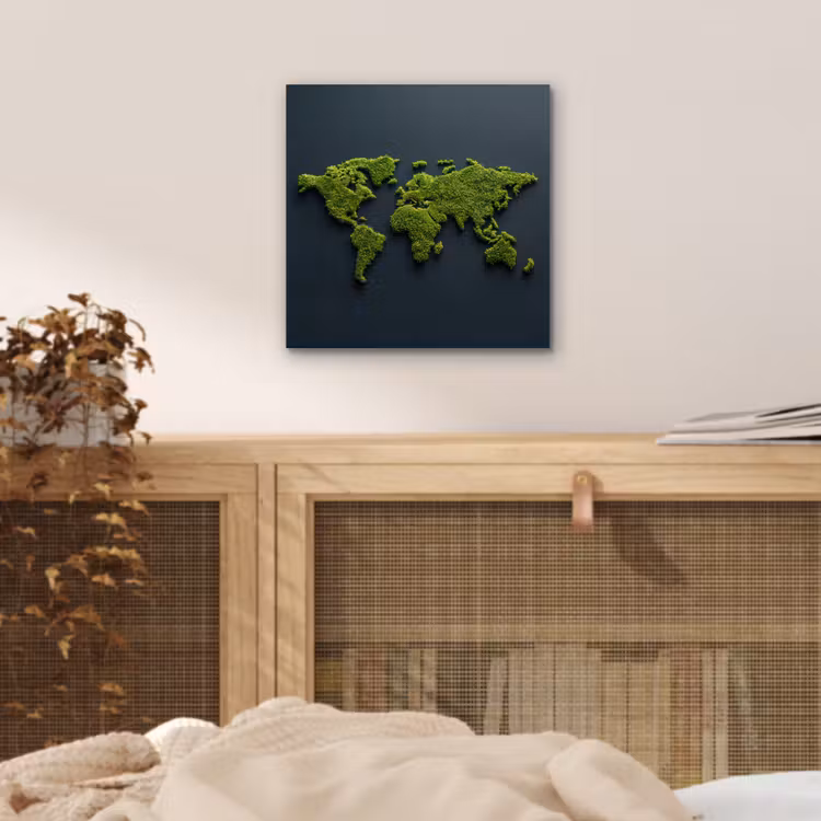 Aluminium schilderij - Wereldkaart - Mos -Levendig effect — 4
