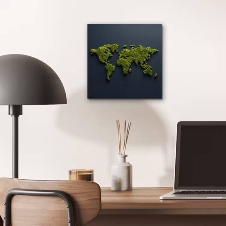 Aluminium schilderij - Wereldkaart - Mos -Levendig effect — 6