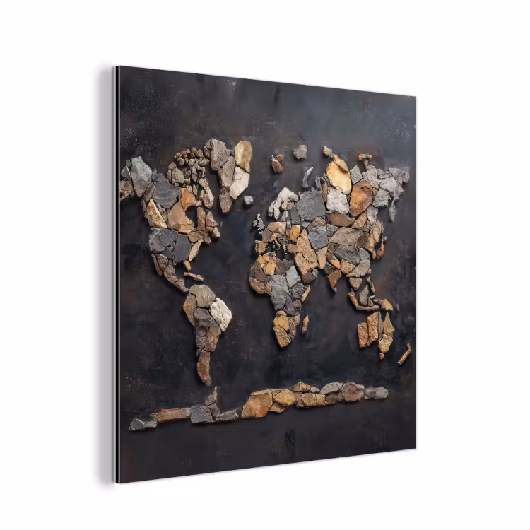 Aluminium schilderij - Wereldkaart - Stenen - Realistisch — 1
