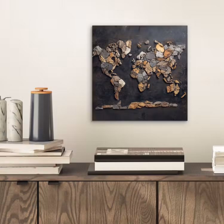 Aluminium schilderij - Wereldkaart - Stenen - Realistisch — 2