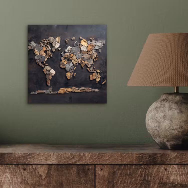 Aluminium schilderij - Wereldkaart - Stenen - Realistisch — 3