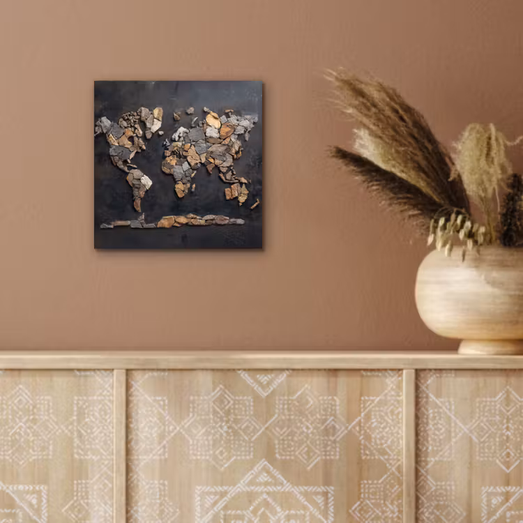 Aluminium schilderij - Wereldkaart - Stenen - Realistisch — 5