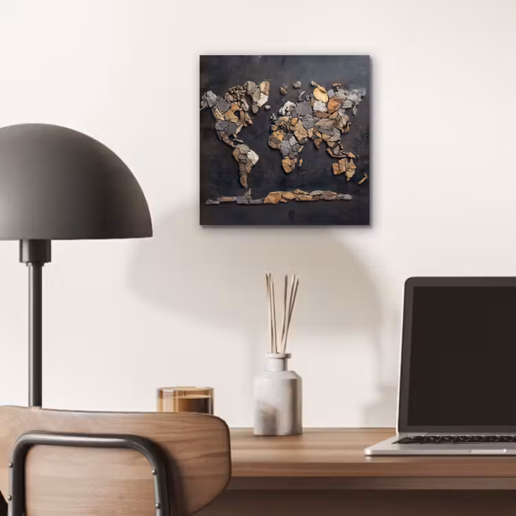 Aluminium schilderij - Wereldkaart - Stenen - Realistisch — 6