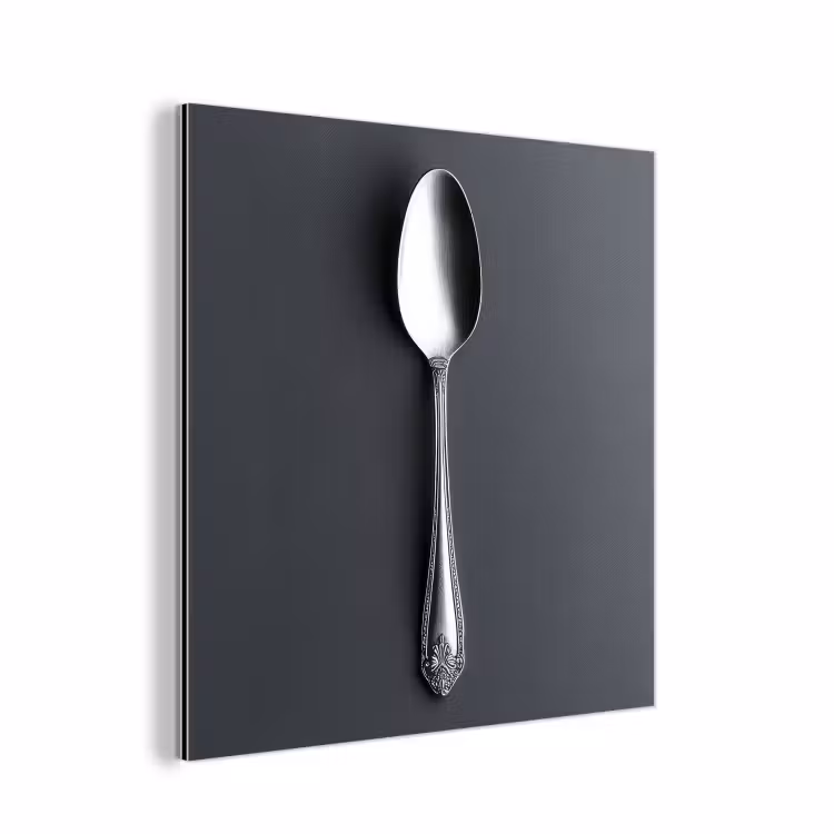 Aluminium schilderij - Zilver - Metaal - Lepel — 1