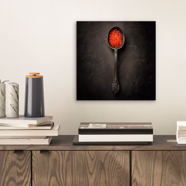 Aluminium schilderij - Zwart - Lepel - Caviar — 2