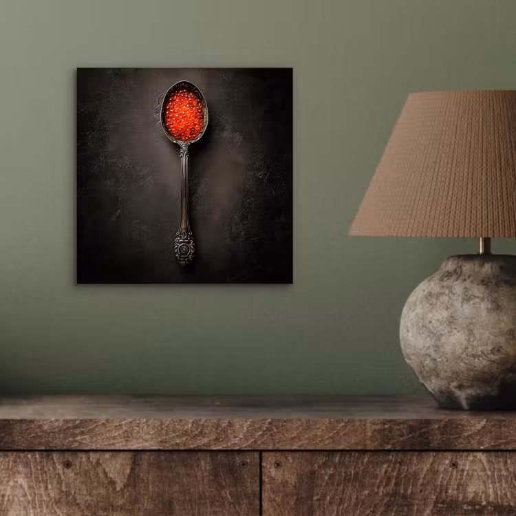 Aluminium schilderij - Zwart - Lepel - Caviar — 3