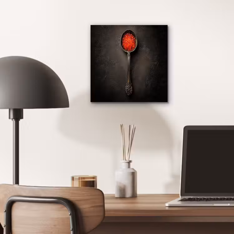 Aluminium schilderij - Zwart - Lepel - Caviar — 6