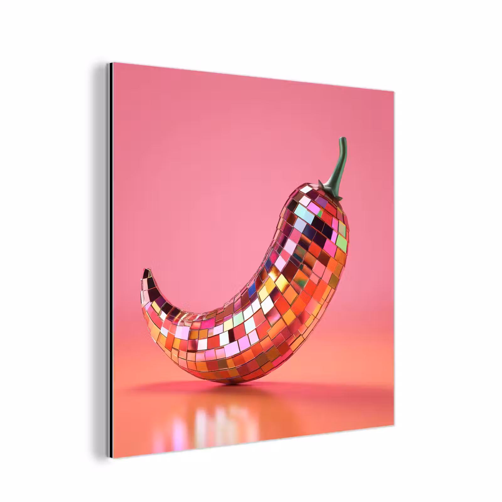 Aluminium schilderij - Peper - Disco - Rood - Glitter — 1