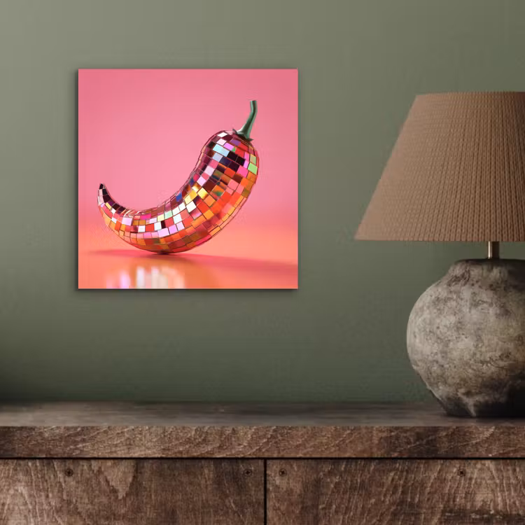 Aluminium schilderij - Peper - Disco - Rood - Glitter — 3
