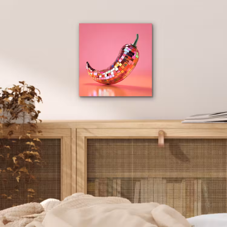 Aluminium schilderij - Peper - Disco - Rood - Glitter — 4