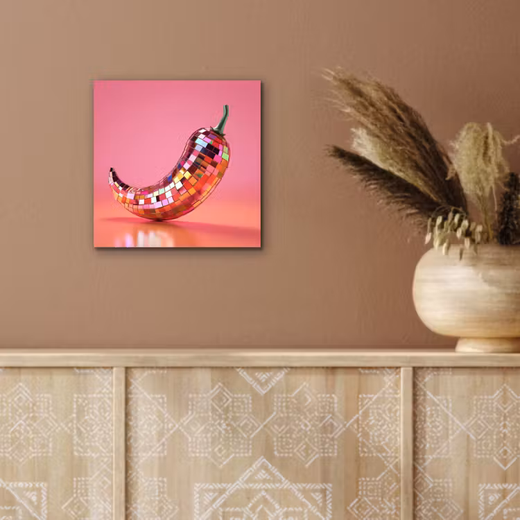 Aluminium schilderij - Peper - Disco - Rood - Glitter — 5