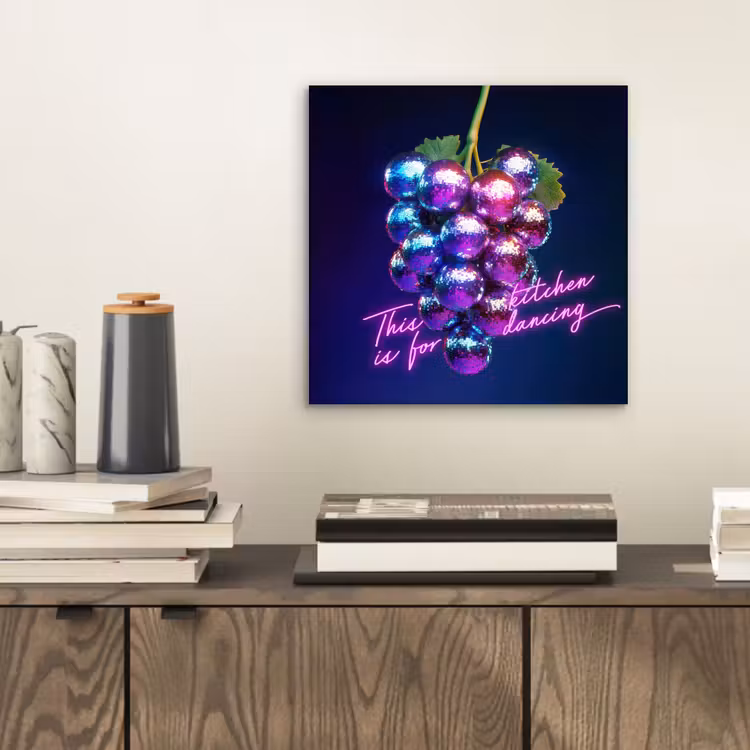 Aluminium schilderij - Quote - Neon - Disco - Druiven — 2