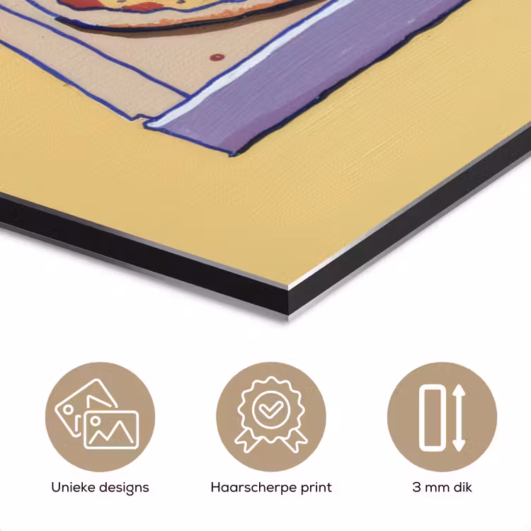 Aluminium schilderij - Pizza - Doos - Salami - Illustratie — 7