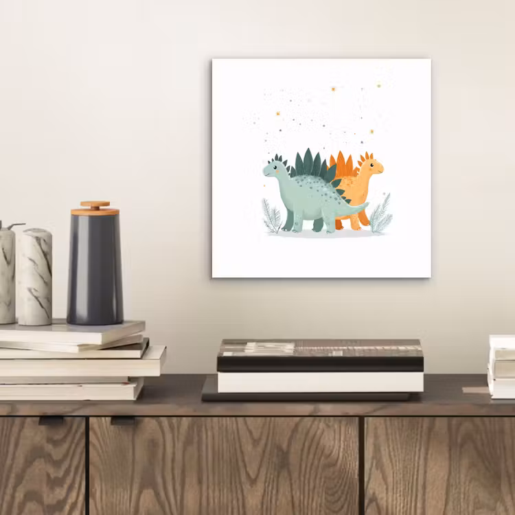 Aluminium schilderij - Planten - Sterren - Dinosaurussen - Oranje — 2