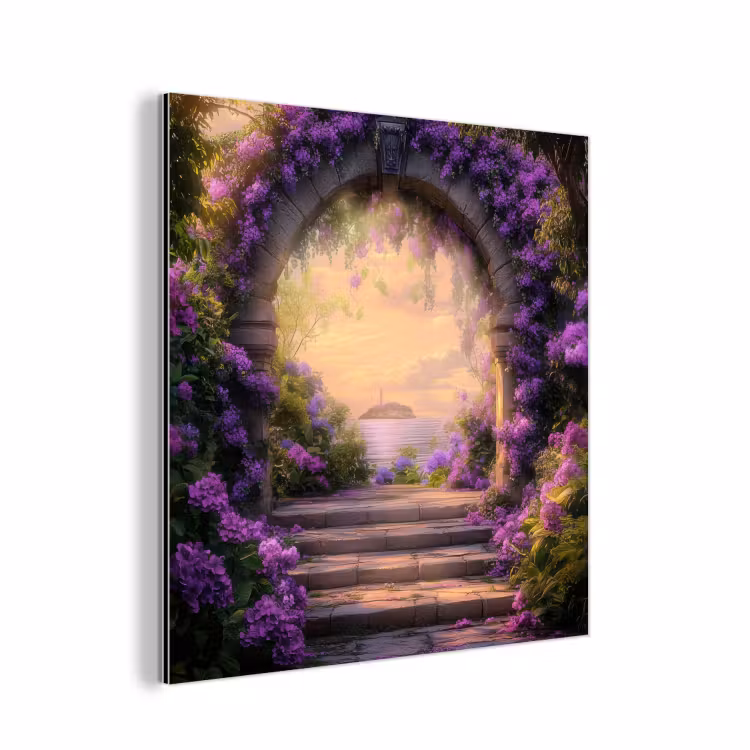 Aluminium schilderij - Poort - Paars - Bloemen — 1