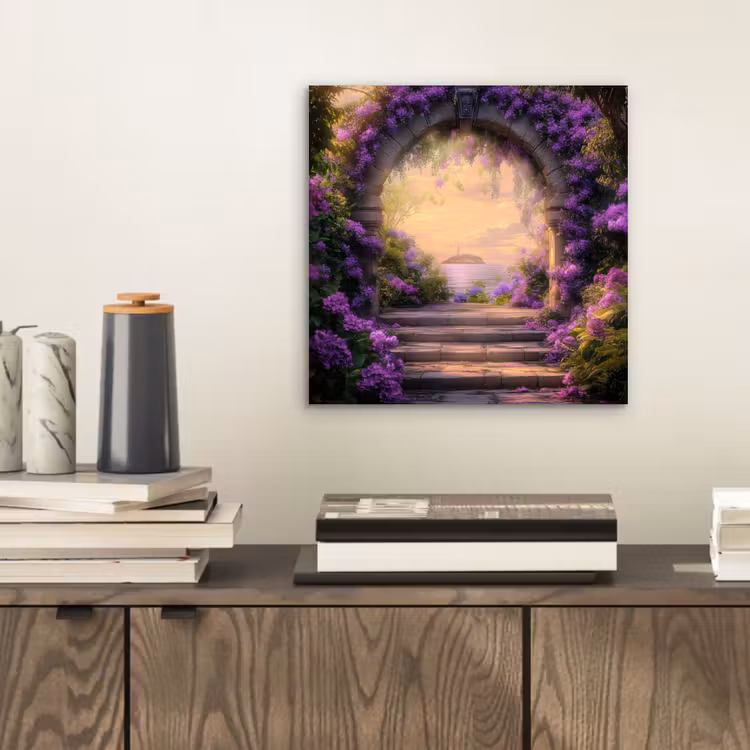 Aluminium schilderij - Poort - Paars - Bloemen — 2