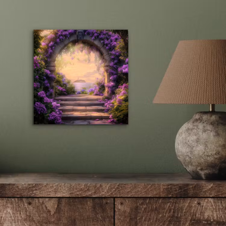 Aluminium schilderij - Poort - Paars - Bloemen — 3
