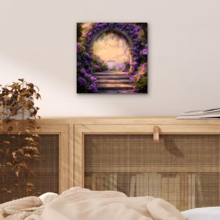 Aluminium schilderij - Poort - Paars - Bloemen — 4