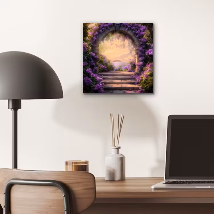 Aluminium schilderij - Poort - Paars - Bloemen — 6