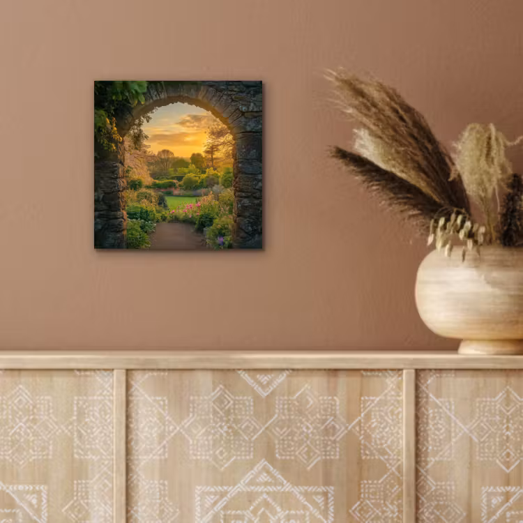 Aluminium schilderij - Poort - Planten - Zonsondergang — 5