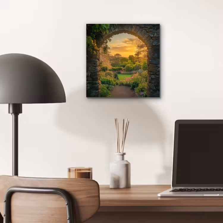 Aluminium schilderij - Poort - Planten - Zonsondergang — 6