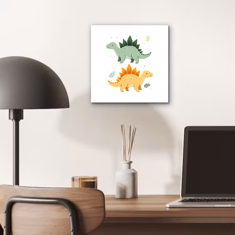 Aluminium schilderij - Sterren - Stegosaurussen - Blaadjes - Groen — 6