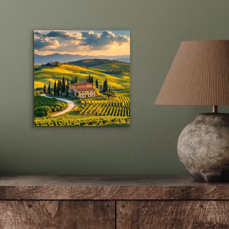 Aluminium schilderij - Toscane - Landschap - Wijngaarden — 3