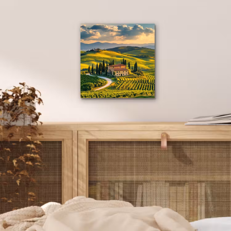 Aluminium schilderij - Toscane - Landschap - Wijngaarden — 4