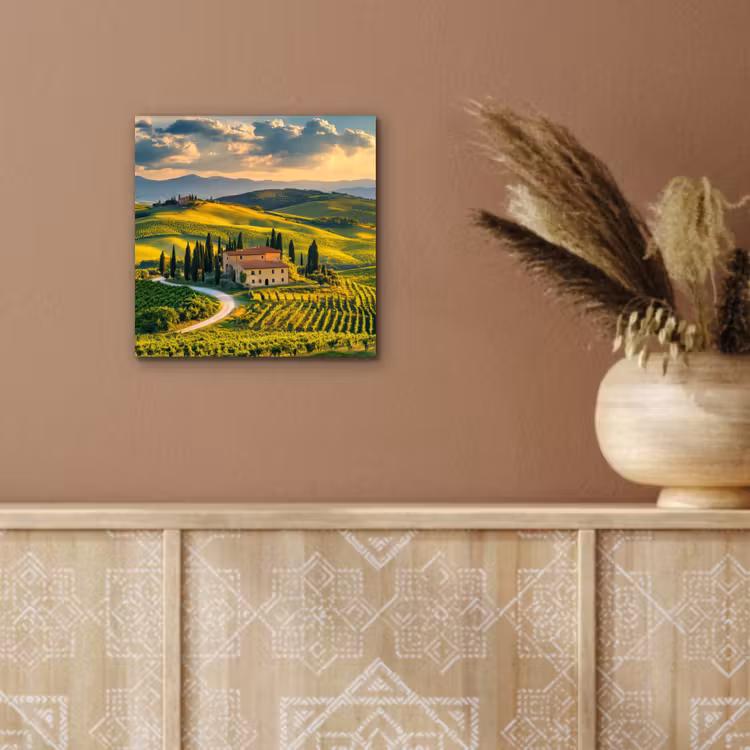 Aluminium schilderij - Toscane - Landschap - Wijngaarden — 5